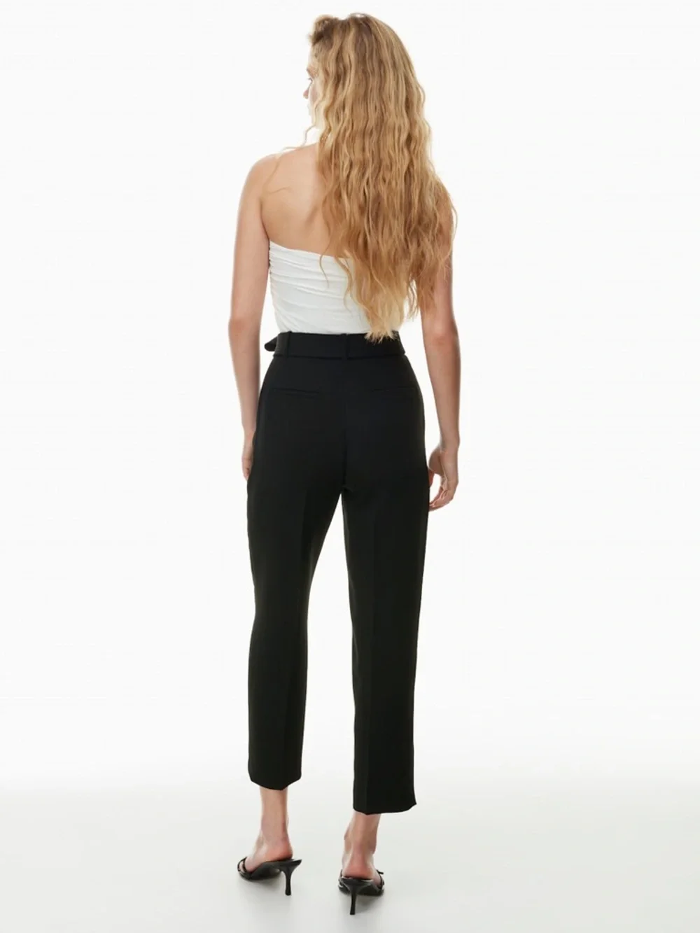 Aritzia Black Tie-Waist Ankle Trousers - Picture 3 of 7